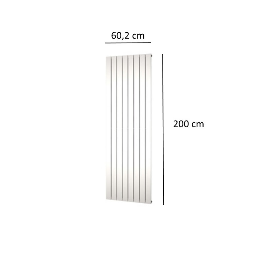 Designradiator Plieger Cavallino Retto Enkel 1332 Watt Middenaansluiting 200x60,2 cm Wit Structuur