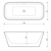 Vrijstaand Bad Xenz Cristiano 170x75x63 cm Solid Surface Wit