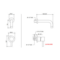 Wastafelmengkraan Inbouw Bongio Squadra 16 cm Uitloop met Installatiebrug RVS look