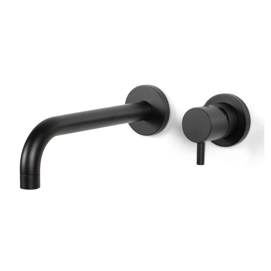 Wastafelmengkraan Inbouw Bongio Squadra 22 cm Uitloop met Installatiebrug Mat Zwart