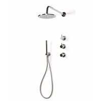 Regendoucheset Inbouw Bongio Squadra met Thermostaatkraan met Losse Stopkranen, Douchearm en Handdoucheset Chroom