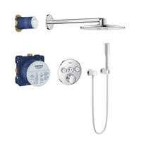 Grohe Grohtherm SmartControl doucheset rond met SmartBox hoofddouche, handdouche chroom en thermostaatkraan