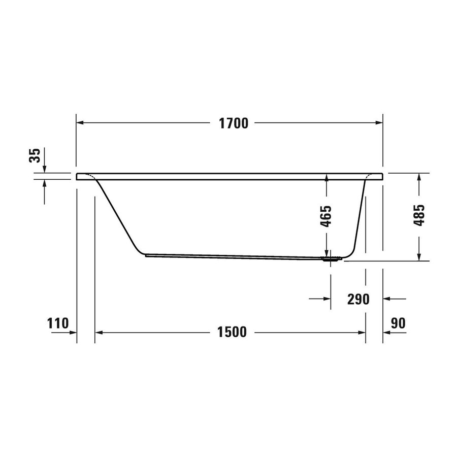 Ligbad Duravit D-Neo Inbouw 170x70x48.5 cm Wit