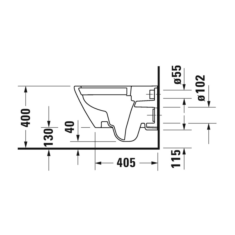 Toilet Duravit D-Neo WonderGliss Wand Rimless Diepspoel 54 cm Hoogglans Wit