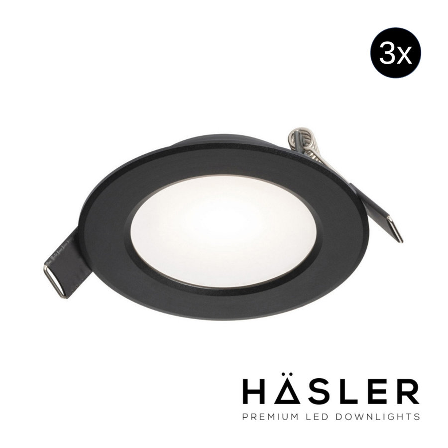 Inbouwspot Häsler Murcia Incl. Fase Aansnijding Dimbaar 9.2 cm 4 Watt Helder Wit Zwart Set 10x