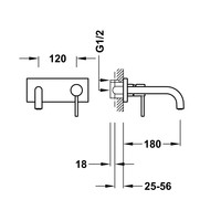 Wastafelmengkraan Inbouw Tres Study Exclusive met Afdekplaat Gebogen Uitloop 18 cm en Hendel Mat Wit