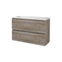 Badmeubelset Aquasplash Salt 100x39cm Greeploos 2 Lades Met Wastafel Acryl Scotch Oak