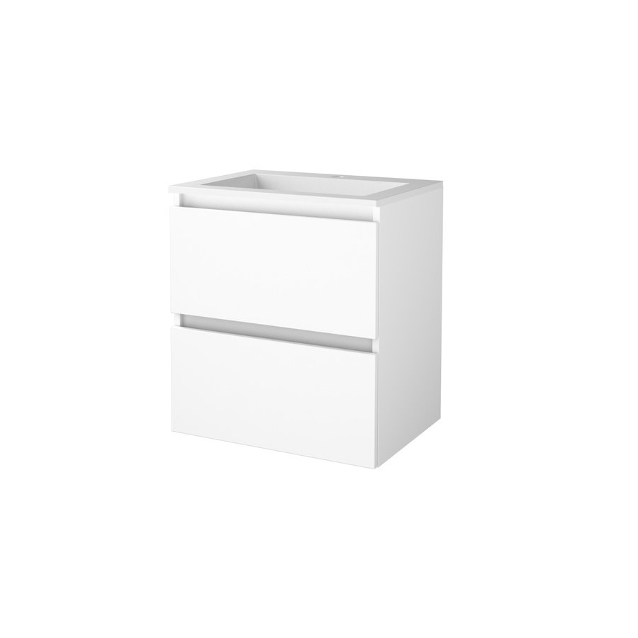 Badmeubelset Aquasplash Salt 60x46cm Greeploos 2 Lades Met Wastafel Acryl 1 Kraangat Ice White