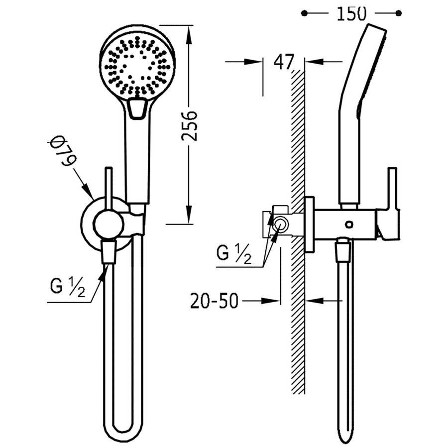 Douchemengkraan Inbouw Tres Study Exclusive met Handdoucheset met Ronde Handdouche en Hendel Chroom