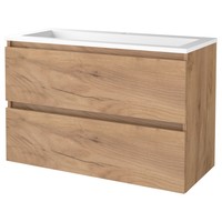 Badmeubelset Aquasplash Salt 100x46cm Greeploos 2 Lades Met Wastafel Acryl 1 Kraangat Whisky Oak