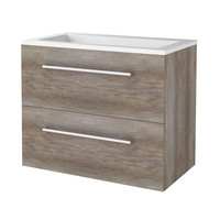 Badmeubelset Aquasplash Salt 80x46cm Met Grepen (Kleurkeuze) 2 Lades Met Wastafel Acryl Scotch Oak