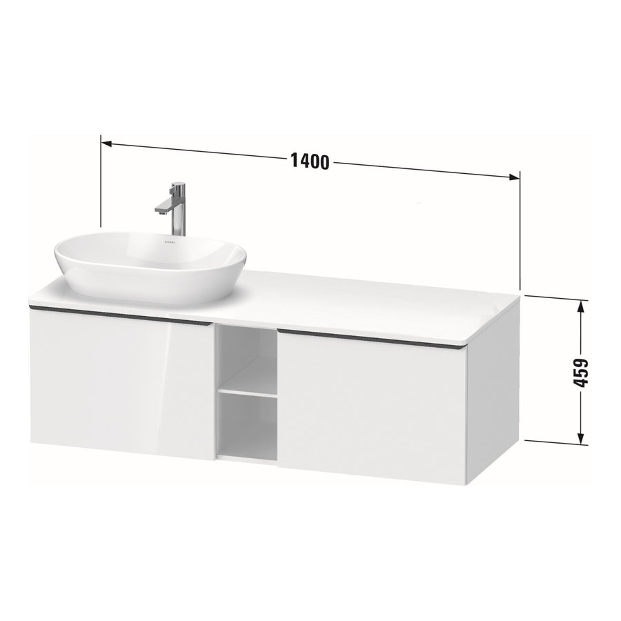 Badmeubel Duravit D-Neo Wand 140x55x45.9 cm Mat Wit Links