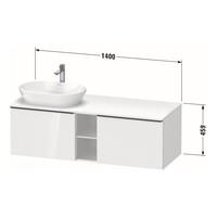 Badmeubel Duravit D-Neo Wand 140x55x45.9 cm Hoogglans Wit Links