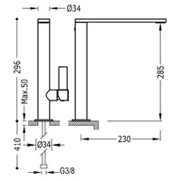 Wastafelmengkraan Tres Project 1-Hendel Uitloop Recht 28,5 cm Rond Mat Wit