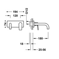 Wastafelmengkraan Inbouw Tres Project Gebogen Uitloop 18 cm Mat Wit