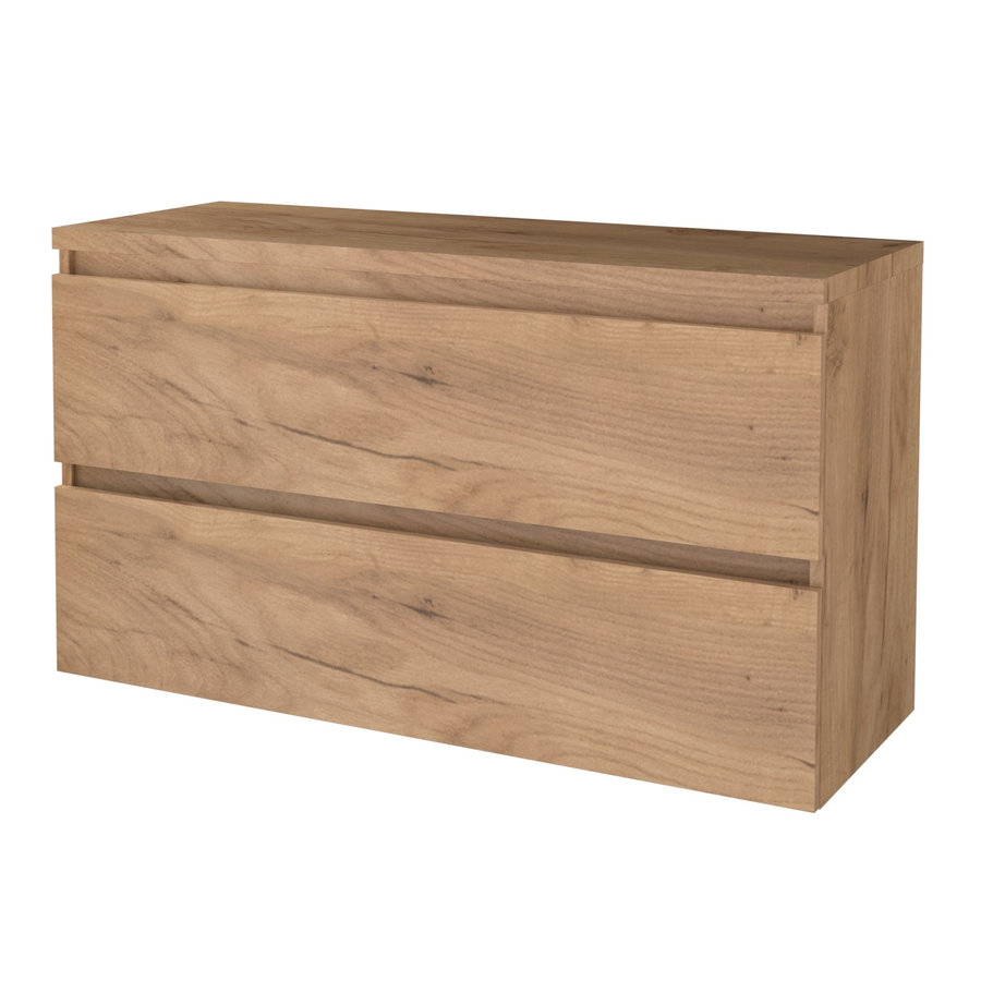 Badmeubelset Aquasplash Salt 120x46cm Greeploos 2 Lades Met Afdekplaat Whisky Oak