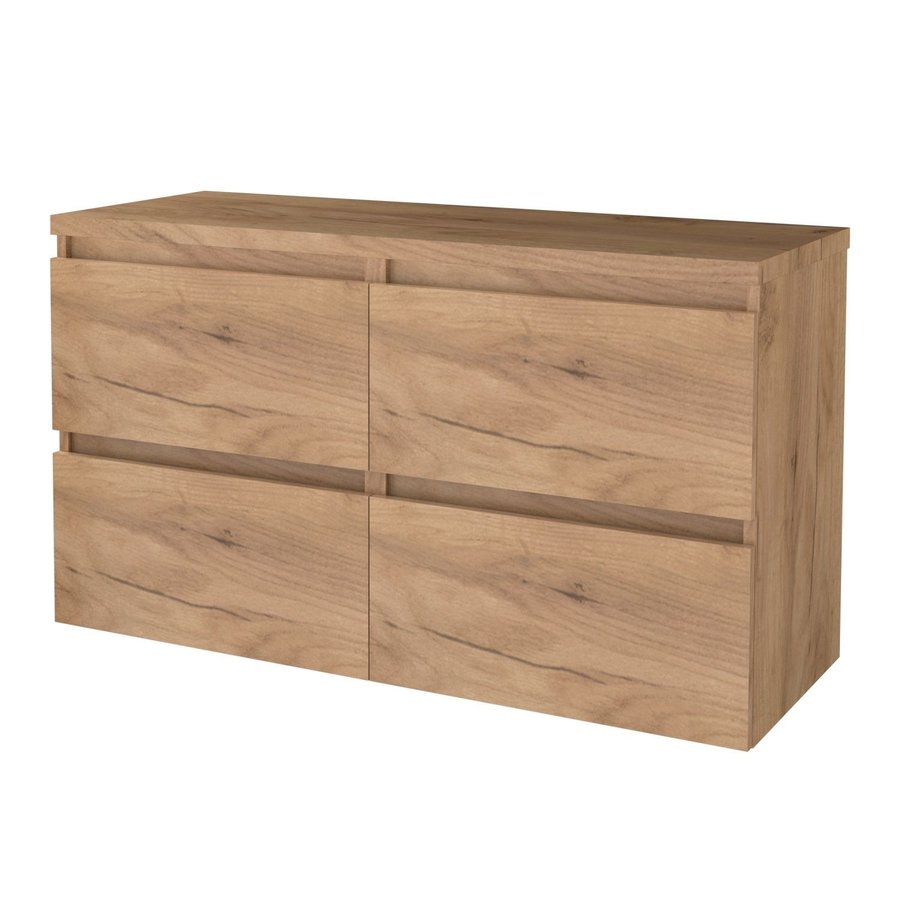 Badmeubelset Aquasplash Salt 120x46cm Greeploos 4 Lades Met Afdekplaat Whisky Oak