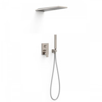 Regendoucheset Inbouw Tres Project Vierkant 30 cm Met Wanddouche en Handdoucheset met Staafhanddouche Rapid Box RVS