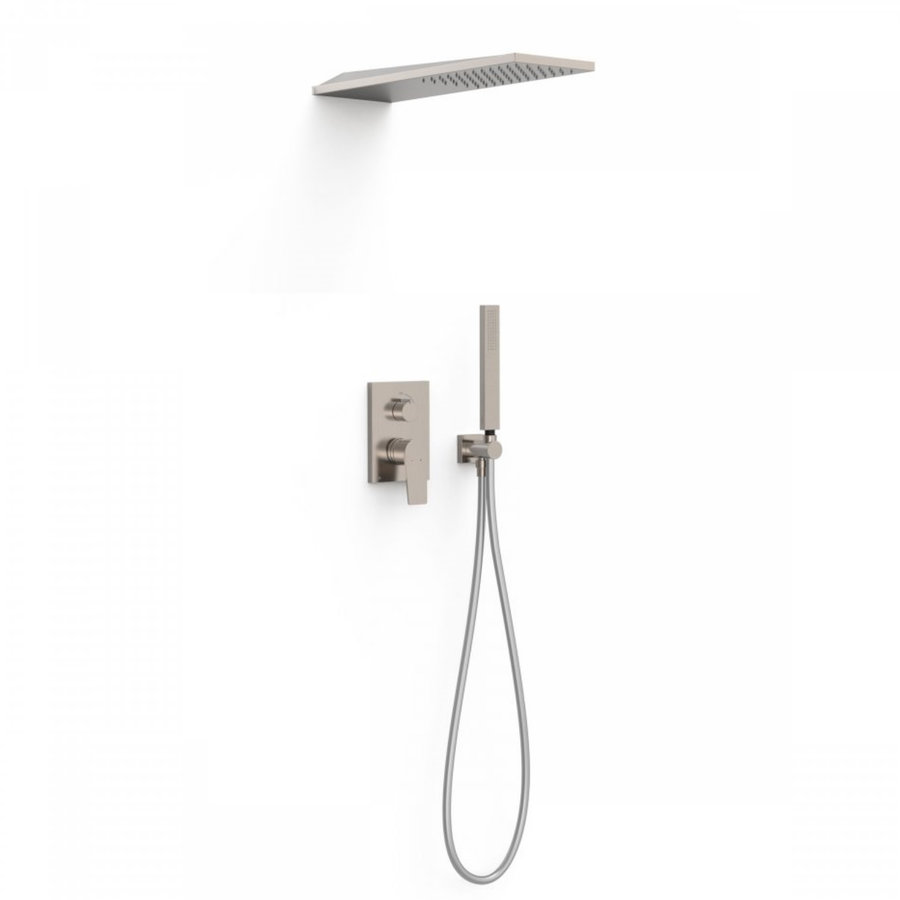 Regendoucheset Inbouw Tres Project Vierkant 30 cm Met Wanddouche en Handdoucheset met Staafhanddouche Rapid Box RVS