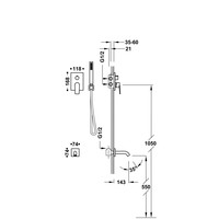 Badkraan Inbouw Tres Project met Staafhanddouche, Wanduitloop en Mengkraan Rapid Box Mat Zwart