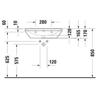 Wastafel Duravit D-Neo Met Overloop Kraanvlak Zonder Kraangat 65 cm Hoogglans Wit