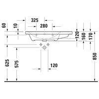 Wastafel Duravit D-Neo Rand Overloop Kraanvlak 1 Kraangat 80 cm Hoogglans Wit Links