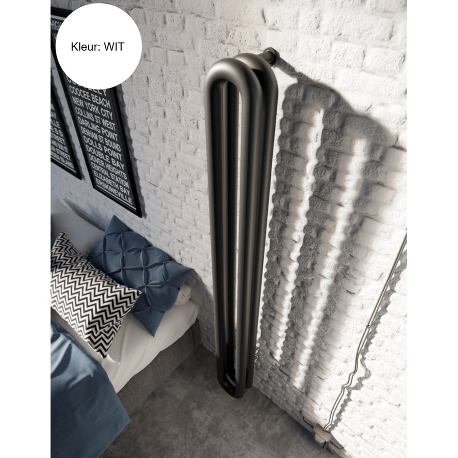 Designradiator Instamat Tubone-V 200x21x22cm Incl. Aansluitset Wit