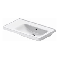 Wastafel Duravit D-Neo Rand Overloop Kraanvlak Zonder Kraangat 80 cm Hoogglans Wit Rechts