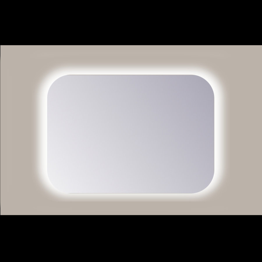 Spiegel Rechthoek Sanicare Q-Mirrors Afgeronde Hoeken 60x75 cm PP Geslepen LED Warm White Zonder Sensor
