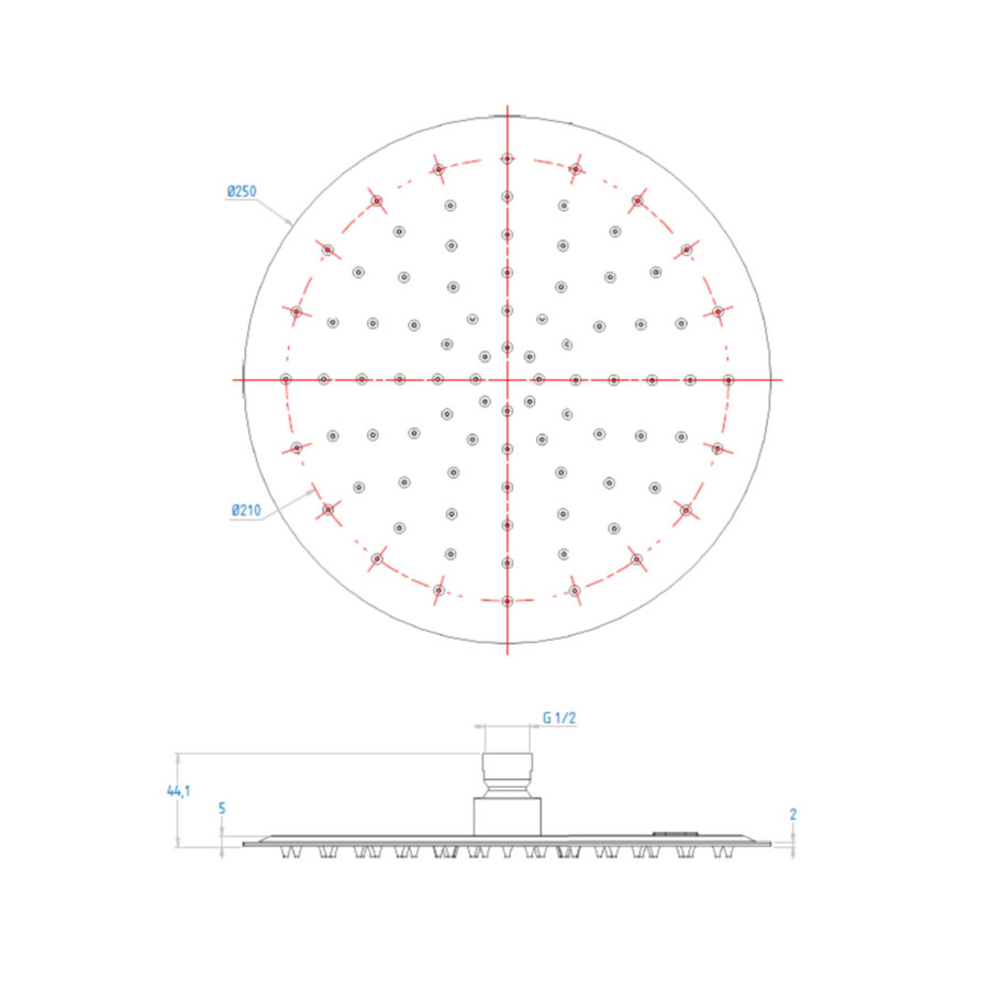 Hoofddouche Salenzi Giro Ultra Dun 25cm Mat Zwart