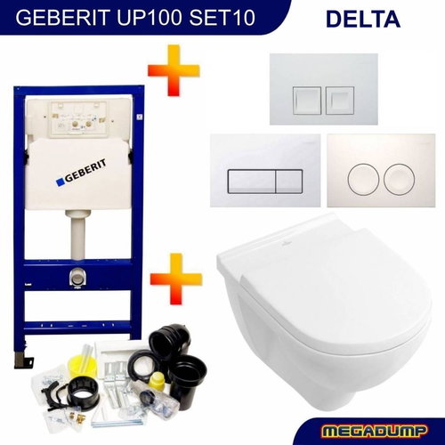 Up100 Toiletset 10 Villeroy & Boch O.Novo Met Delta Drukplaat 