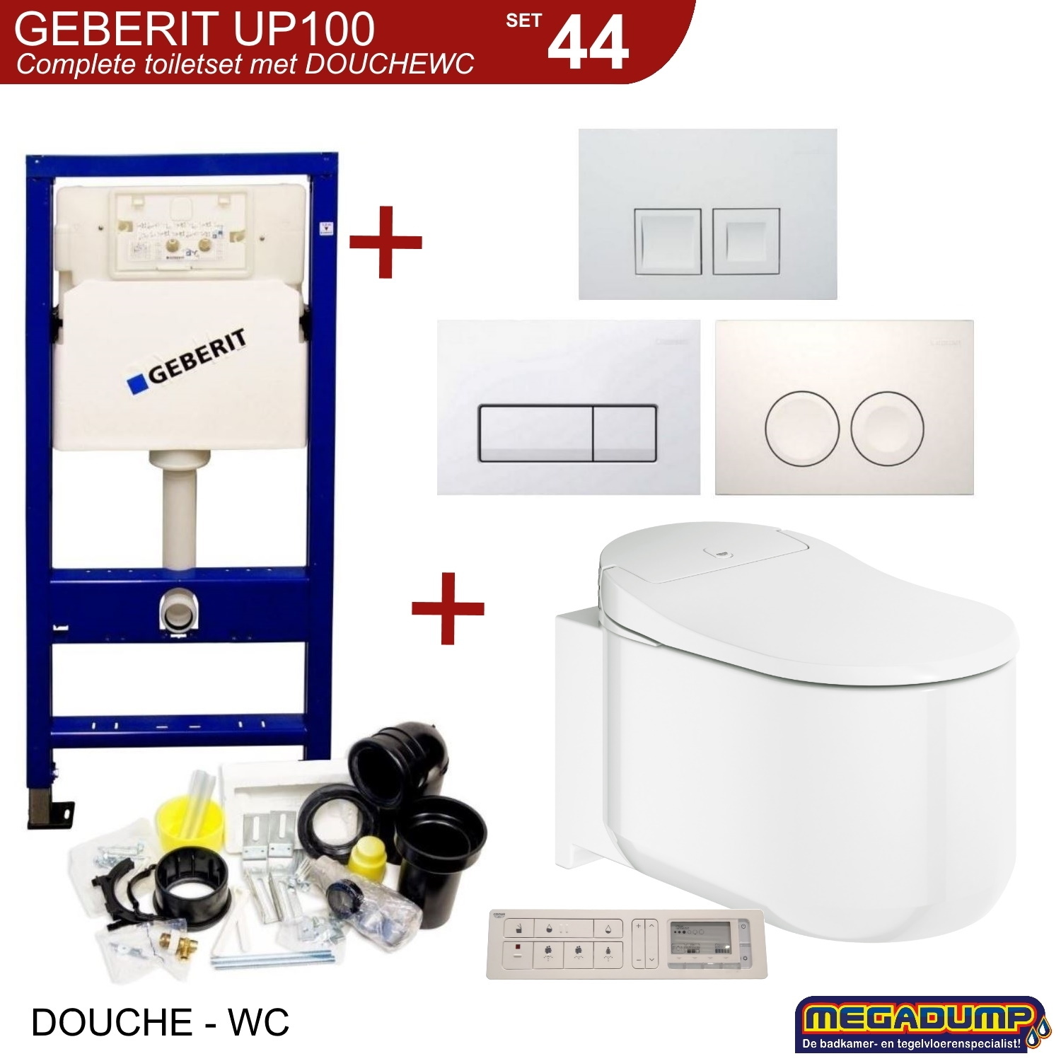 Geberit UP100 Toiletset 44 Grohe Sensia Complete Douchewc Met Drukplaat