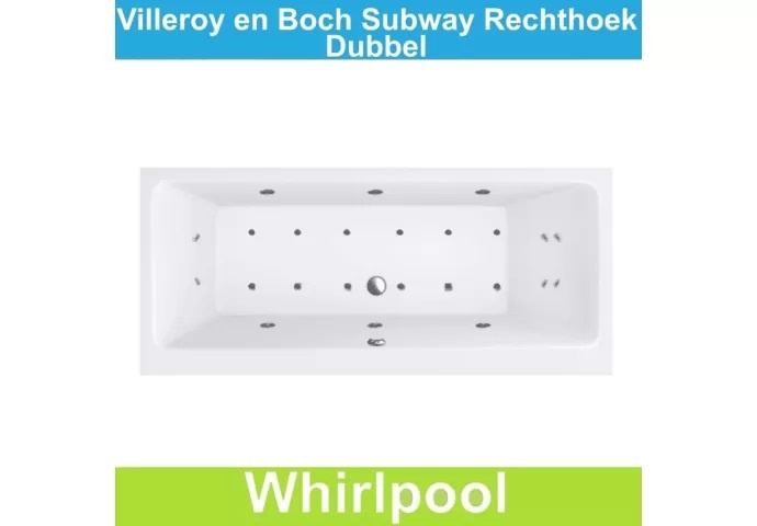 Ligbad Villeroy & Boch Subway 190x90 cm Balboa Whirlpool systeem Dubbel Villeroy en Boch