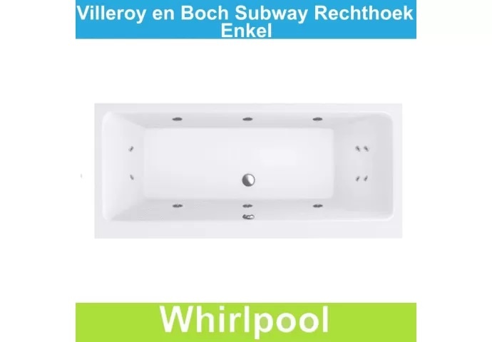 Ligbad Villeroy & Boch Subway 180x80 cm Balboa Whirlpool systeem Enkel Villeroy en Boch