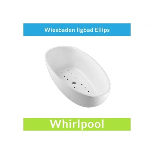 Vrijstaande Whirlpool Wiesbaden Ellips 180x90x58 cm Luchtsysteem Met Gunmetal Jets Wit 