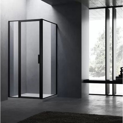 BWS Nisdeur Recta Met Vast Paneel 90x200 cm 8 mm NANO Glas Black Brushed Profiel OP=OP 