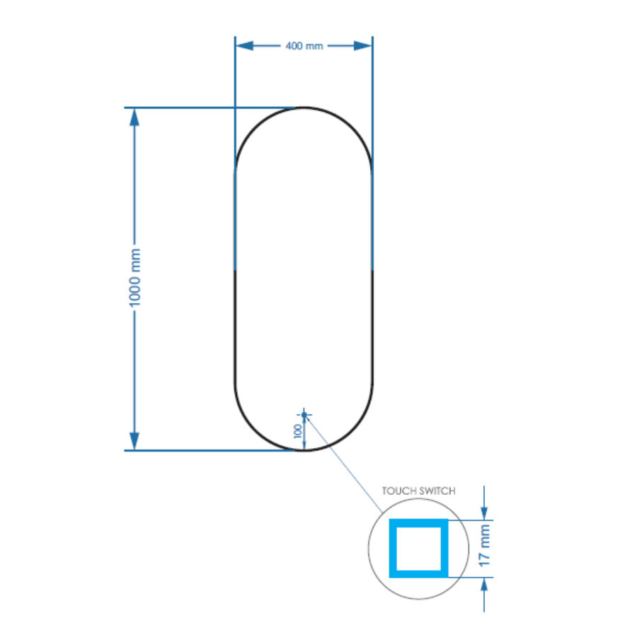 Badkamerspiegel BWS Riono 40x100cm Verticaal LED
