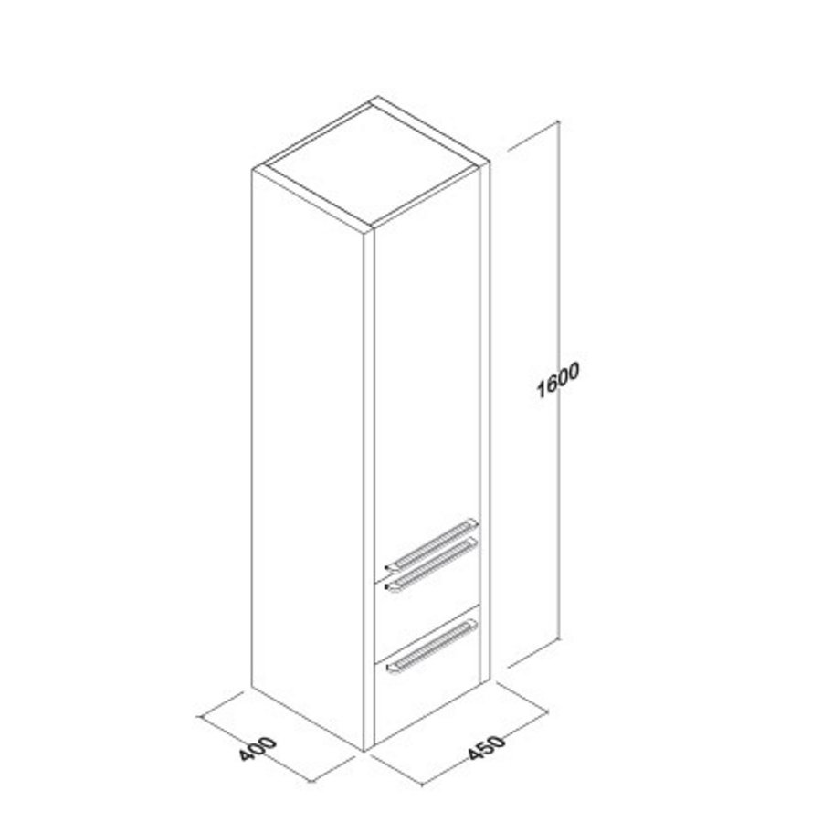 Badmeubelkast Boss & Wessing Mega 160x45x40cm Hoogglans Wit