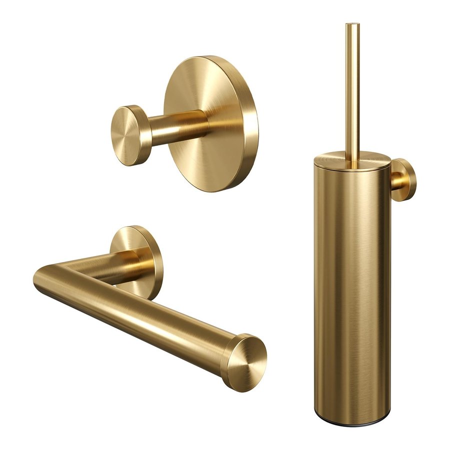 Toiletaccessoire Set Brauer Gold 3-in-1 met PVD coating Geborsteld Goud