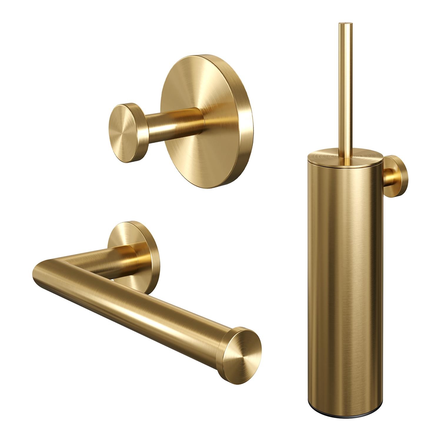 Toiletaccessoire Set Brauer Gold 3-in-1 met PVD coating Geborsteld Goud Brauer