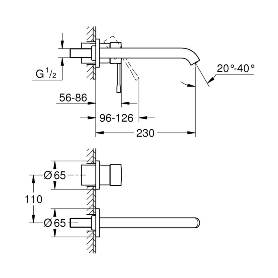 Wastafelkraan Grohe Essence Inbouwkraan Supersteel (excl. inbouwdeel)