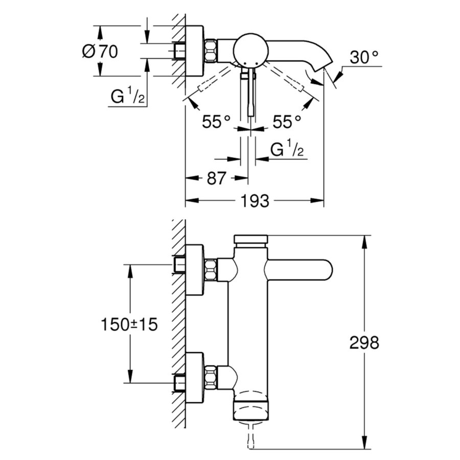 Badmengkraan Grohe Essence New Hard Graphite Geborsteld