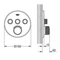 Inbouwkraan Grohe Grohtherm Smart Control Thermostaatkraan met 3-weg Omstelling Hard Graphite Geborsteld