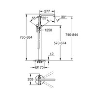 Vrijstaande Badkraan Grohe Essence New Met Douchegarnituur Hard Graphite Geborsteld