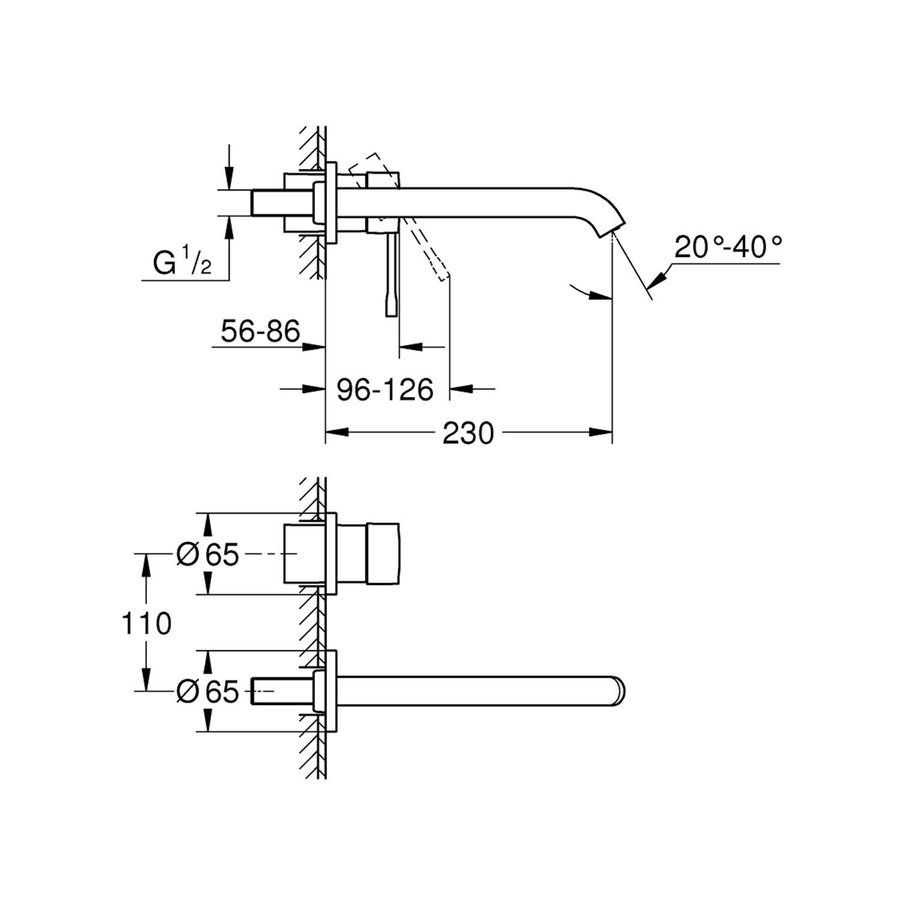 Wastafelkraan Grohe Essence Inbouwkraan Warm Sunset Geborsteld (excl. inbouwdeel)