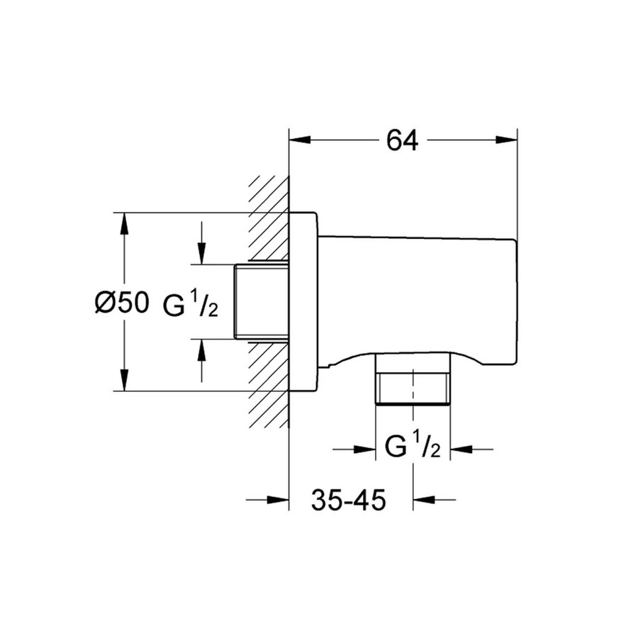 Wandaansluitbocht Grohe Rainshower Supersteel