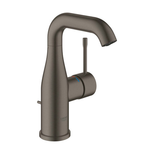 Wastafelmengkraan Grohe Essence 1 Hendel Met Waste M Hard Graphite Geborsteld 