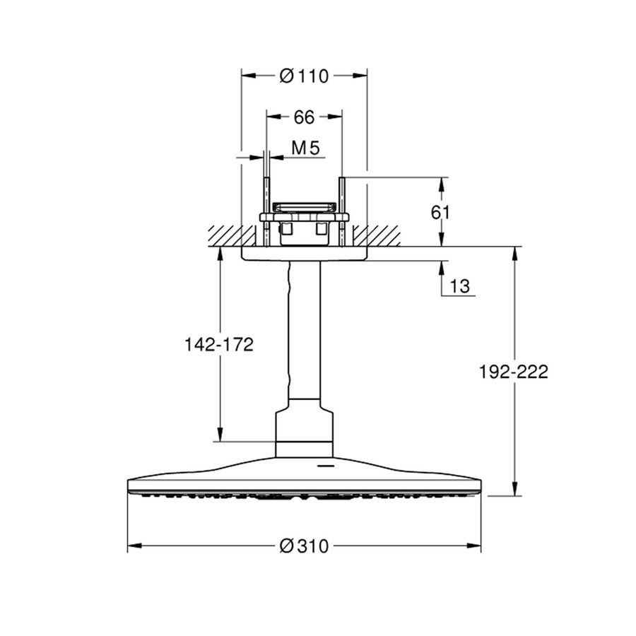 Regendoucheset Grohe Rainshower SmartActive 31 cm met Plafondarm Cool Sunrise Geborsteld