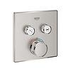 Inbouwkraan Grohe Grohtherm Smart Control Thermostaatkraan met 3-weg Omstelling Vierkant Supersteel
