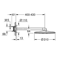 Regendoucheset Grohe Rainshower SmartActive Cube 31 cm met Wandarm Rond Cool Sunrise Geborsteld